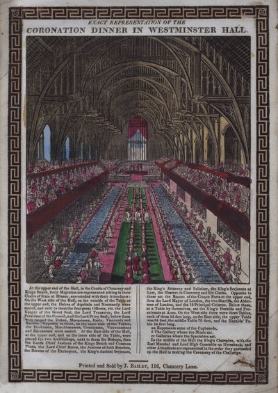 Kröning av hans majestät [dvs. George III] i Westminster (färgat träsnitt) av English School