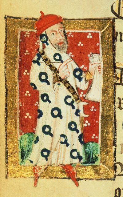 Cott Nero D VII f.105v Nigel Lorning, Knight of the Garter, från Benefactors Book of St. Alban