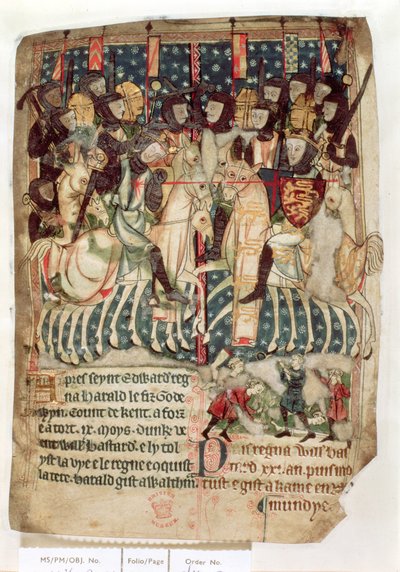 Cott Vitt A XIII f.3v William dödar Harold i slaget vid Hastings, från 