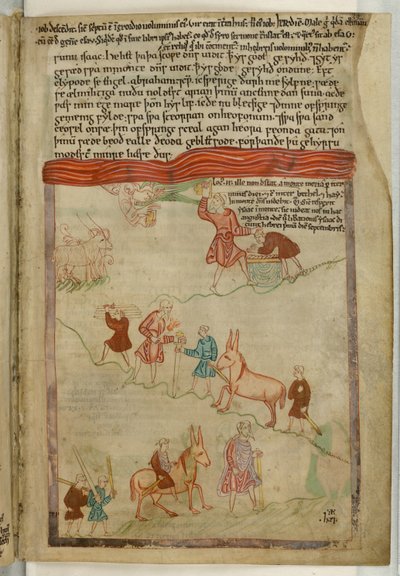 Bomull Claudius B. IV f.38, Genesis. En berättelse om en resa, från "Old English Hexateuch" (vellum) av English School