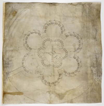 Bomull MS. Augustus I.i.67 Ground Plan of Deal Castle (bläck på pergament) av English School