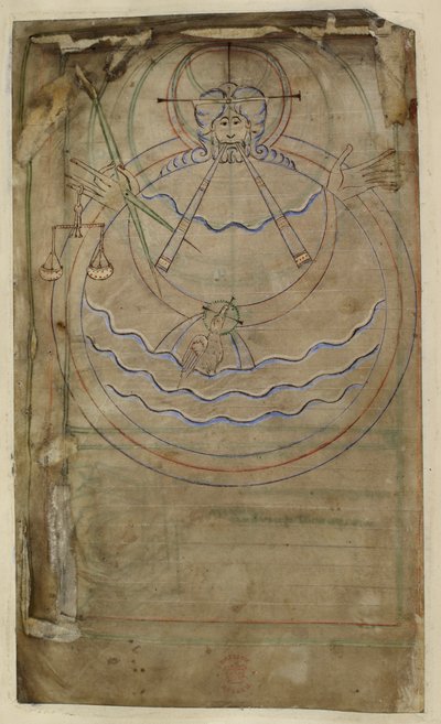 Cotton ms tiberius c vi f007v Diagrammatisk representation av skapelsen, illustration från 