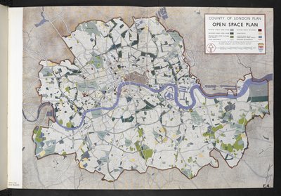 County of London Open Space Plan / utarbetad för London County Council av J.H. Forshaw och Partick Abercrombie av English School
