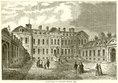 Court-Yard of Montagu House, 1830 av English School