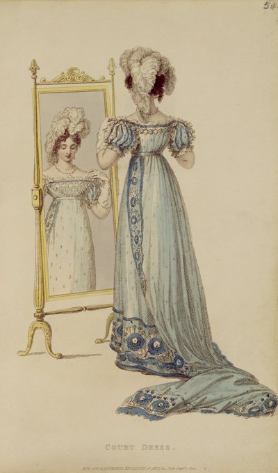Hovklänning, modetallrik från Ackermanns Repository of Arts av English School