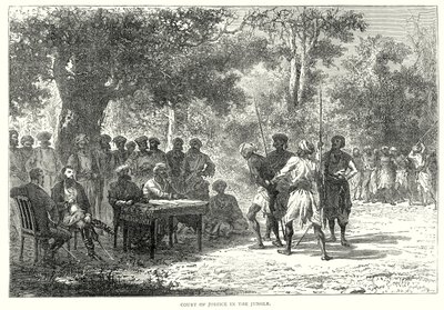 Gerichtshof im Dschungel (Gravur) von English School