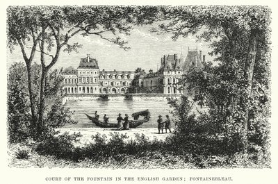 Court of the Fountain in the English Garden, Fontainebleau (gravyr) av English School