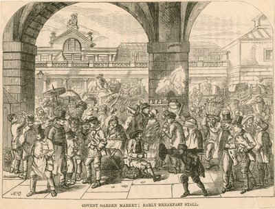 Covent Garden Market, London: stall för tidig frukost av English School
