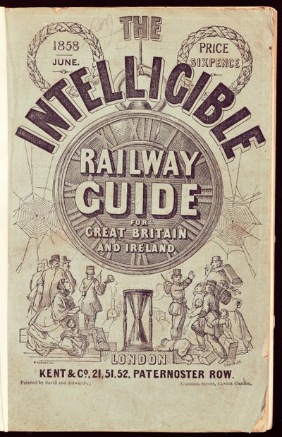 Omslag till "The Intelligible Railway Guide", juni 1858 (tryck) av English School