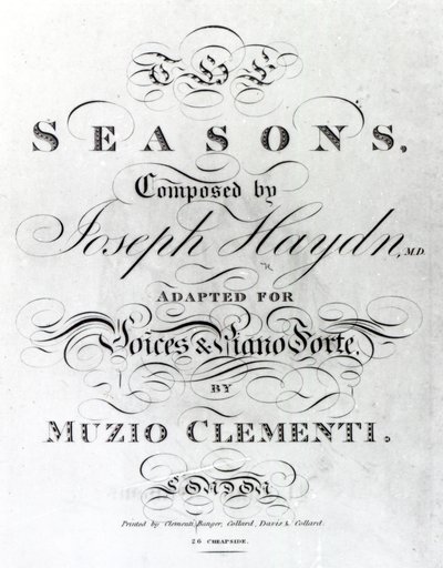 Omslag till notbladet till "Seasons" av Joseph Haydn (1732-1809) av English School