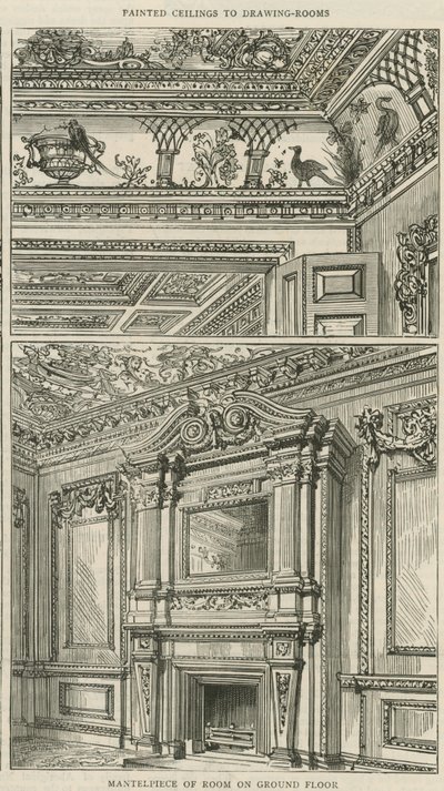 Cowfields, 30 Old Burlington Street: Mantlepiece av rummet på bottenvåningen av English School