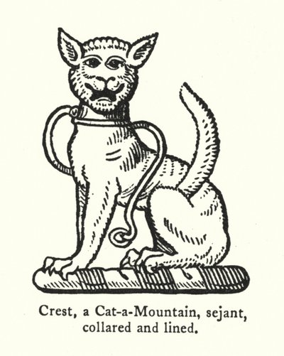 Vapen, en Cat-a-Mountain, sejant, krage och fodrad (gravyr) av English School