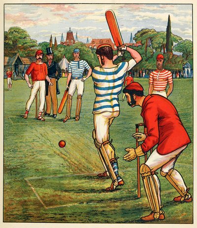 Cricket, från British Sports and Games, pub. C. 1880. av English School