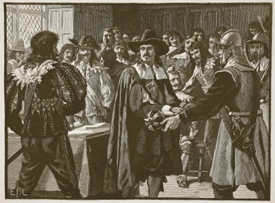 Cromwell upplöser det långa parlamentet, illustration från Cassells Illustrated History of England (sepiafoto) av English School