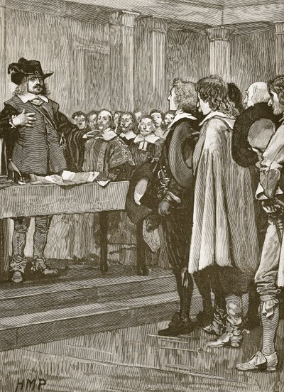 Cromwell vägrar kronan, illustration från Cassells Illustrated History of England (sepiafoto) av English School