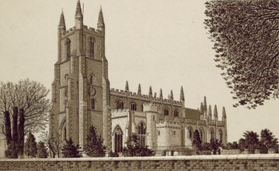 Croydon: Croydon Parish Church (litho) av English School