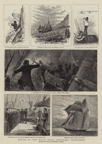 Kryssning av Royal Naval Artillery Volunteers (gravyr) av English School