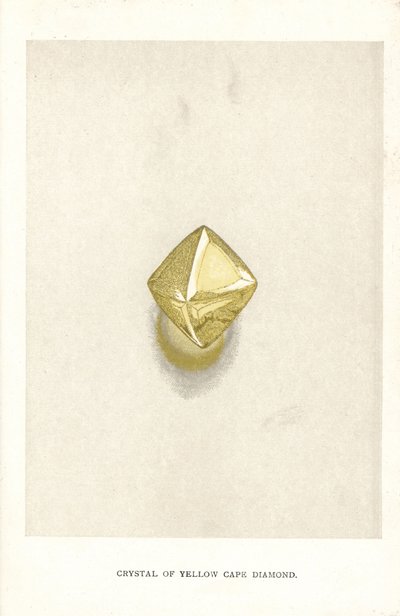 Crystal of Yellow Cape Diamond, från Edwin Streeters "Precious Stones and Gems", London, George Bell & Sons av English School