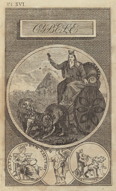 Cybele, antika anatoliska, grekiska och romerska jordgudinna (gravyr) av English School