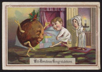 Dansande julpudding (chromolitho) av English School