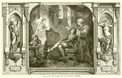 Dante i målaren Giottos studio av English School
