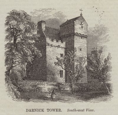 Darnick Tower, sydvästvy (gravyr) av English School