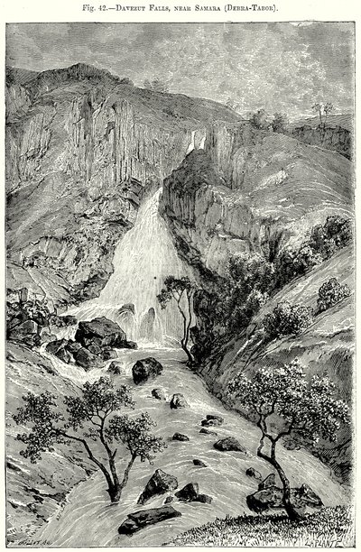Davezut Falls, nära Samara (Debra-Tabor) (gravyr) av English School