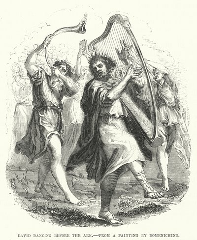 David dansar framför arken, från en målning av Domenichino (gravyr) av English School