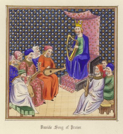 Davids lovsång (färg litho) av English School
