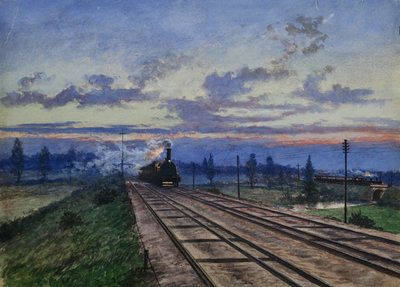 Dawn near Reading, 1870 (wc på papper) av English School