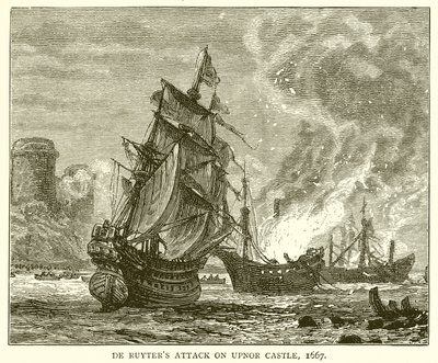 De Ruyters attack mot Upnor Castle, 1667 av English School