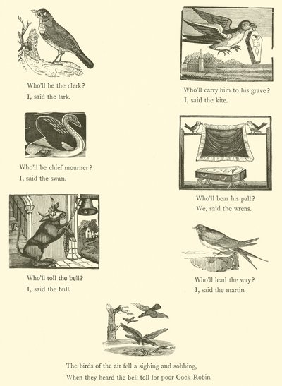 Död och begravning av Cock Robin (träsnitt) av English School