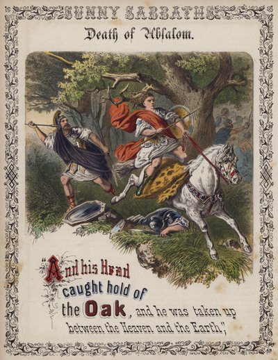 Absaloms död (färgad gravyr) av English School