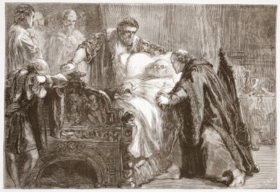 Död av Frederic den vise, kurfursten av Sachsen, illustration från The History of Protestantism av James Aitken Wylie (1808-1890), pub. 1878 av English School