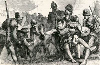 Sir Philip Sidneys död i slaget vid Zutphen, 1865 av English School