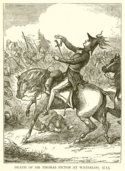 Sir Thomas Pictons död i Waterloo, 1815 av English School