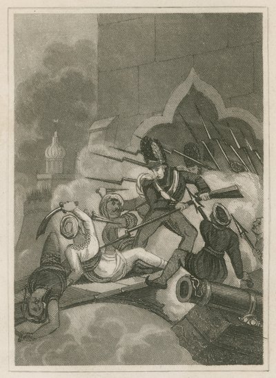 Tippoo Sahibs död vid belägringen av Serigapatam, Indien, 1799 av English School