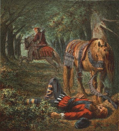 William den andres död, pub. 1890 (färglitografi) av English School