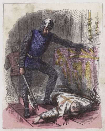 Death of a Becket (färgad gravyr) av English School