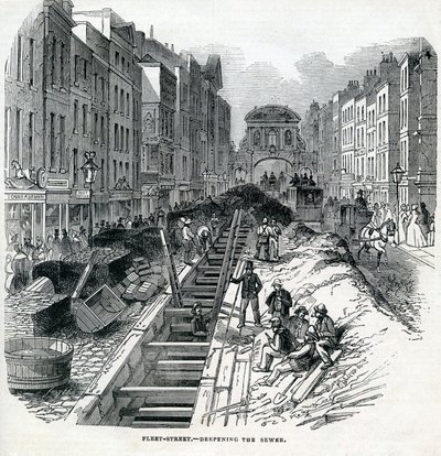 Deepening the Fleet Street Sewer, London, 1845 av English School