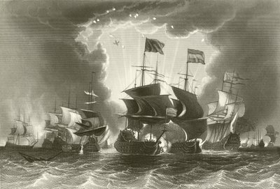 Nederlag för den holländska flottan av amiral Blake av English School