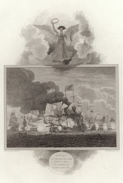 Nederlag för den holländska flottan, 13 juli 1653, av amiralerna Blake och Monk av English School