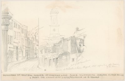 Rivning av Eastern Corner, St Martins Lane, London av English School