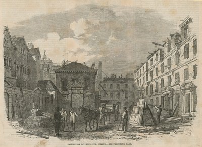 Rivning av Lyons Inn, Strand, London av English School