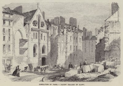 Rivning av Paris, det gamla Cluny-kollegiet (gravyr) av English School