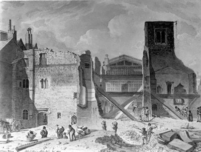 Rivning av Savoy Palace, Westminster, London, 1820 av English School