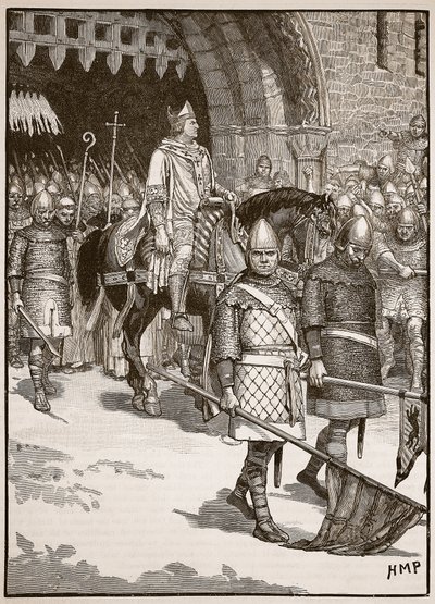 Biskop Odos avgång från Rochester, illustration från Cassells Illustrated History of England (sepiafoto) av English School