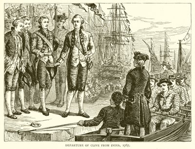 Clives avgång från Indien, 1767 av English School