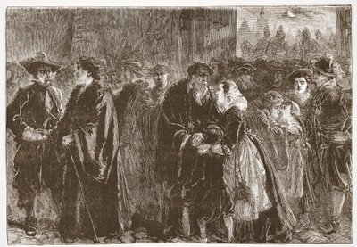 De förvisade ministrarnas avgång från Kuttenberg, illustration från The History of Protestantism av James Aitken Wylie (1808-1890), pub. 1878 av English School