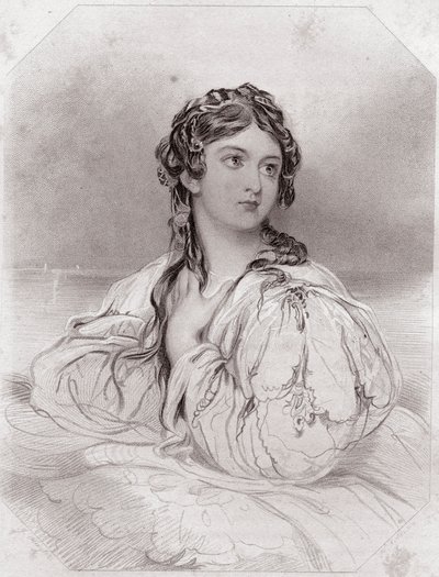 Desdemona, från pjäsen Othello, "Gallery of the Women of Shakespeare" av English School